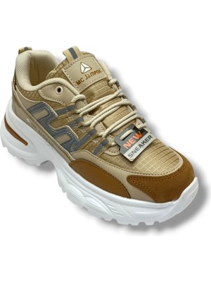 Cakgo 2286-26 Anorak Deri Anatomik Kadın Sneaker Taba Bej