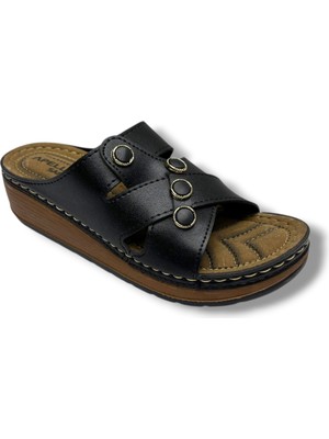 Apella Safir 800-26 Deri Taşlı Çapraz Bant Ultra Soft Anatomik Kadın Terlik