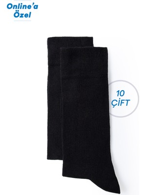 Kiğılı 10'lu Pamuklu Esnek Klasik Erkek Çorap Seti