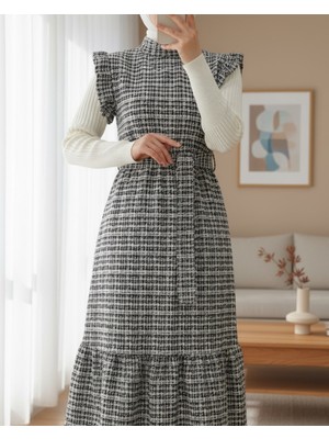 Modamorfo Kolları Fırfırlı Kemerli Tuvit Jile   -Krem