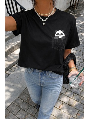 Tarz Cool Panda Baskılı Unisex Basic Tişört – Rahat Kesim Günlük Stil