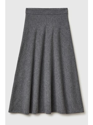 United Colors Of Benetton Antrasit Melanj Kadın / Kız Kdn_yün Karışımlı Pileli Midi Triko Etek Model Kodu: 1444D002B507