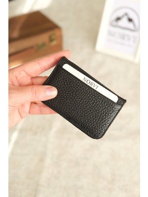 Norvi Leather Ince Hakiki Deri Kartlık Siyah 1201
