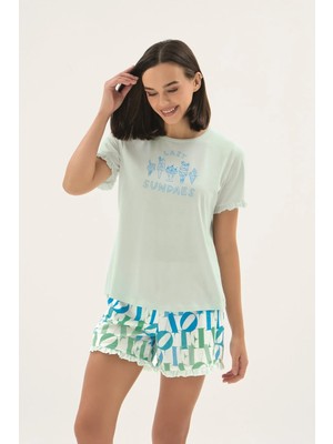 Sevim 17551 Kadın Baskılı Şort Takım