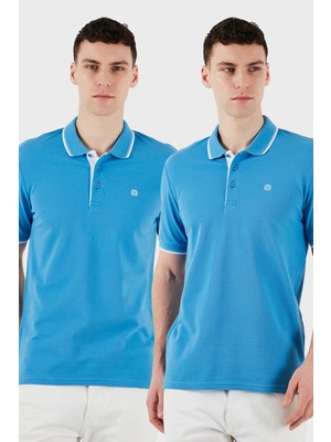 Buratti Pamuklu Slim Fit Düğmeli 2'li Paket Polo Yaka T Shirt Erkek Polo Yaka T Shirt 5902118S2
