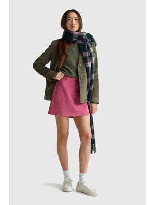 United Colors Of Benetton Koyu Eflatun Kadın / Kız Kdn_pamuk Karışımlı Yandan Fermuarlı Kadife Mini Etek Model Kodu: 41ULD005B3G3