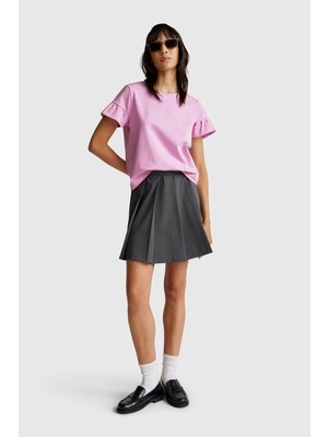 United Colors Of Benetton Açık Pembe Kadın / Kız Kdn_koton Karışımlı Kolları Fırfır Detaylı T-Shirt Model Kodu: 343WD10BL37U