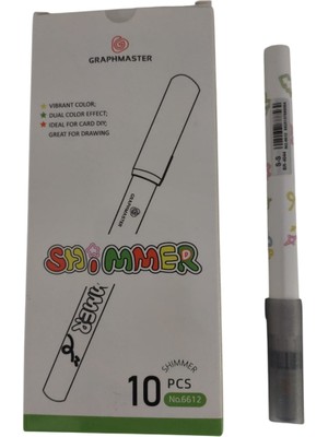 Brons Marker Kalem Işıltılı Siyah S-S (10 Lu Paket)