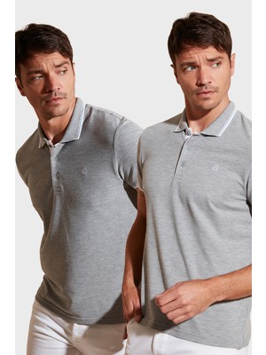 Buratti Pamuklu Slim Fit Düğmeli 2'li Paket Polo Yaka T Shirt Erkek Polo Yaka T Shirt 5902118S2