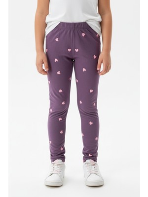 Toontoy Kız Çocuk Kabaran Kalp Baskılı Tayt