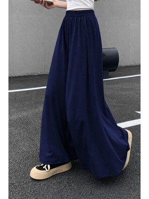 Tarz Cool Kadın 2 Iplik Oversize Bol Paça Tasarım Eşofman Altı Yüksek Bel Rahat Model