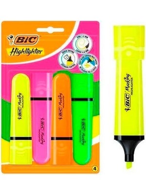  bic fosforlu kalem flat 4 renk blister