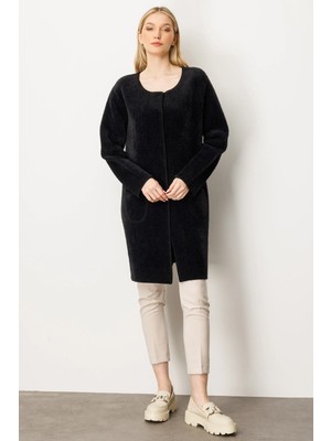 Mutlu Ertan Kadın Sakal Triko Hırka Siyah 20261