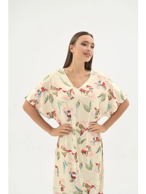 Sevim 17573 Kadın V Yaka Uzun Elbise