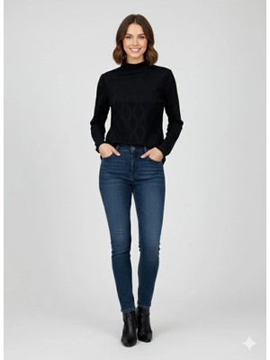 United Colors Of Benetton Siyah Kadın / Kız Bn_pamuk Karışımlı Desenli Uzun Kollu Balıkçı Yaka T-Shirt Model Kodu: 3ITKD2014100