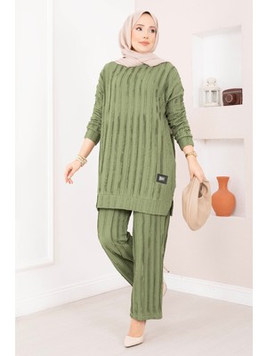 Mat Rahat Kalıp Pantolonlu Ikili Takım Haki