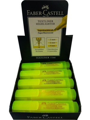  faber-castell fosforlu kalem şeffaf gövde sarı 1546 (10 lu paket)