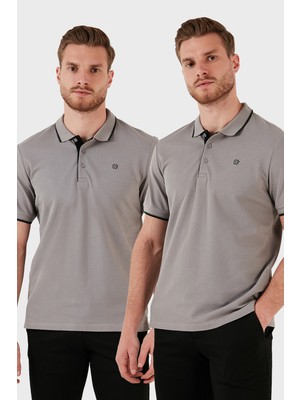 Buratti Pamuklu Slim Fit Düğmeli 2'li Paket Polo Yaka T Shirt Erkek Polo Yaka T Shirt 5902118S2