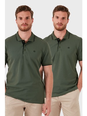 Buratti Pamuklu Slim Fit Düğmeli 2'li Paket Polo Yaka T Shirt Erkek Polo Yaka T Shirt 5902118S2