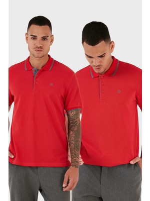 Buratti Pamuklu Slim Fit Düğmeli 2'li Paket Polo Yaka T Shirt Erkek Polo Yaka T Shirt 5902118S2