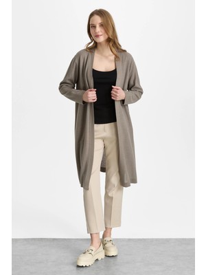 Mutlu Ertan Kadın Pirinç Örgü Simli Triko Hırka Vizon 20168