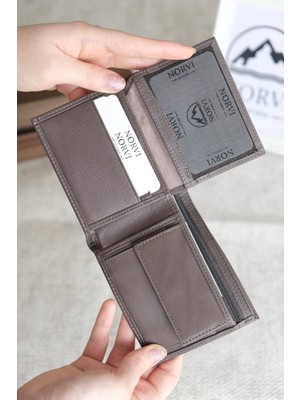 Norvi Leather Hakiki Deri Gizli Fermuarlı Erkek Cüzdan Kartlık