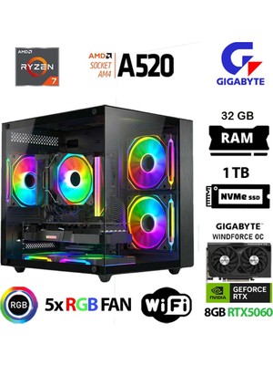 Xaser Giga X30 Ryzen 7 5700X 32GB Ram 1tb M.2 Nvme SSD 8gb RTX5060 Gigabyte Oyuncu Oem Paket