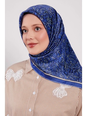 Lêvi D'or Levidor Kristal Eşarp Etnik Desen 2 Saks Mavi