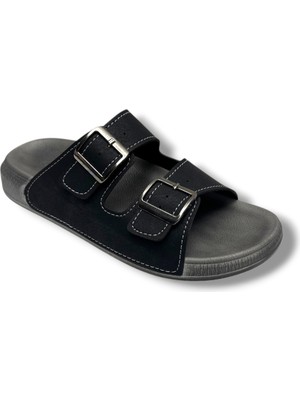 Gezer 16386-26 Deri Anatomik Çift Tokalı Erkek Terlik