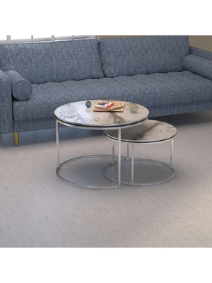 Savita Home Orta Sehpa Ikili Çift Gümüş Lux Special