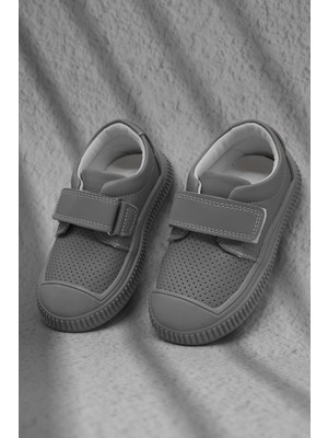 Tonny Black Çocuk Unisex Gri Çocuk Cırtlı Rahat Kalıp Sneaker