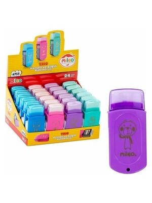 Mileo Trio İkili Hazneli Ve Fırçalı Kalemtraş 6753 (24 Lü Paket)