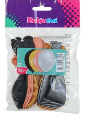 Balonevi Balon 12" Metalik Yetişkin Karışık Renk 12 Li Paket