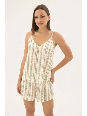 Sevim 17554 Kadın Ince Askılı Şort Takım