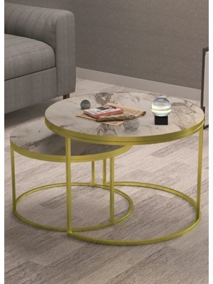 Savita Home Orta Sehpa Ikili Gold Lüx Special