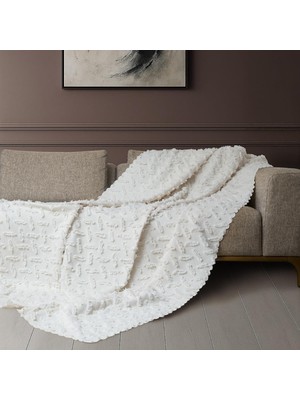 Latuda Home Ponela Koltuk Örtüsü Kaymaz Bohem Punch Kabartmalı 3 Boyutlu 175X215 cm ( Medium ) Kaymaz, Ekru