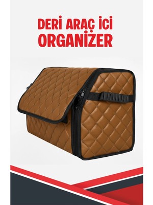 Ds Ds9 Uyumlu Taba Deri Araç Içi Organizer Kapitone Fermuarlı