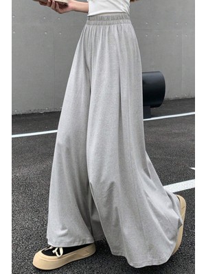 Tarz Cool Kadın 2 Iplik Oversize Bol Paça Tasarım Eşofman Altı Yüksek Bel Rahat Model