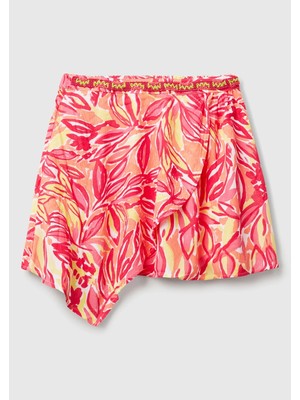 United Colors Of Benetton Toz Pembe Kadın / Kız KJ_%100 Viskoz Desenli Beli Lastikli Asimetrik Kloş Etek Model Kodu: 4UIAC002E73K