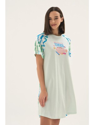 Sevim 17549 Kadın Baskılı Kısa Gecelik