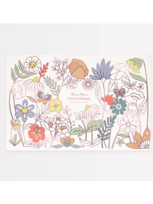 Meri Meri - Butterflies & Flowers Colouring Placemats - Kelebekler & Çiçekler Boyama Amerikan Servisleri (x8)