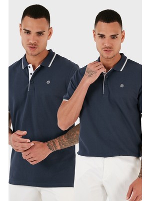 Buratti Pamuklu Slim Fit Düğmeli 2'li Paket Polo Yaka T Shirt Erkek Polo Yaka T Shirt 5902118S2