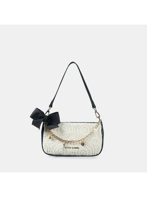 Black Ribbon Chain Baguette Kadın Çantası