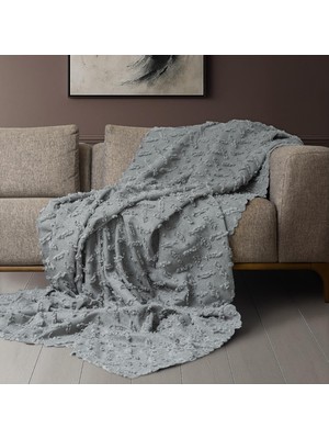 Latuda Home Ponela Koltuk Örtüsü Kaymaz Bohem Punch Kabartmalı 3 Boyutlu 175X215 cm ( Medium ) Kaymaz, Gri