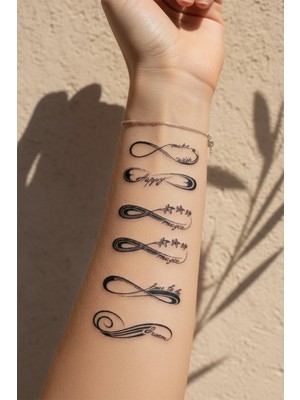 Dövme Kutusu Sonsuzluk Sembolü ve Motivasyon Kelimeleri Dövme Seti - Yarı Kalıcı / 1 Ay Kalıcı Tattoo