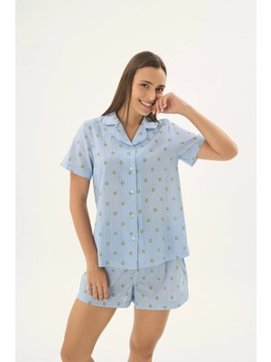 Sevim 17548 Kadın Düğmeli Şort Takım