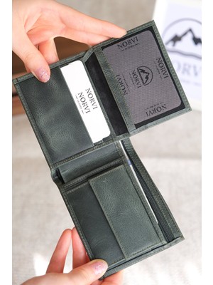 Norvi Leather Hakiki Deri Gizli Fermuarlı Erkek Cüzdan Kartlık