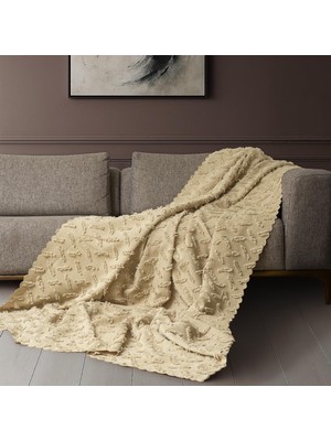 Latuda Home Ponela Koltuk Örtüsü Kaymaz Bohem Punch Kabartmalı 3 Boyutlu 175X215 cm ( Medium ) Kaymaz, Bej