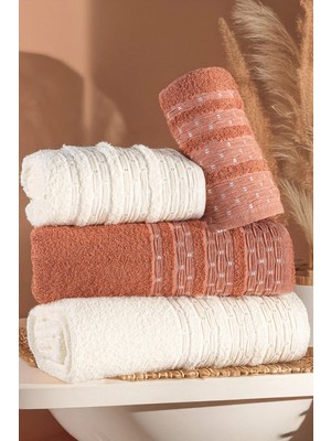 Isessia Pera 4'lü Banyo Havlu Seti Hamam Takımı 100% Pamuk