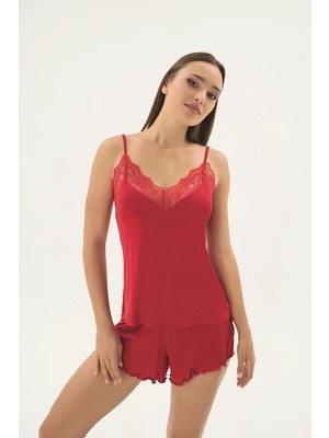 Sevim 17433 Kadın Ince Askılı Şort Takım